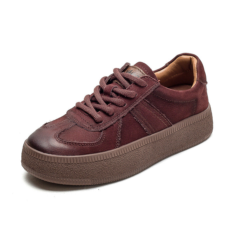 Women's Solid Color First Layer Cowhide Low-cut Women's Casual Shoes