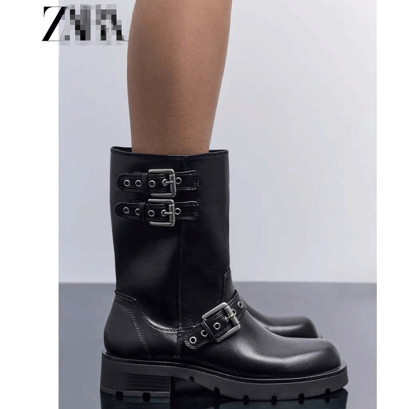 Women's & Men's Decoration Motorcycle Knight Retro Style Flat Men's Shoes