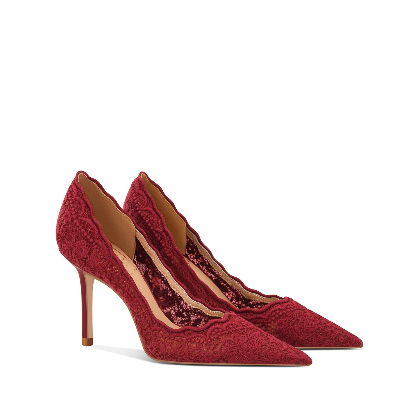 Women's Spring Pointed Stiletto Embroidered Lace Dress Heels