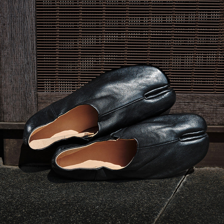 Women's Washed Horse Flat Genuine Inside Outside Comfortable Tabi Women's Fashion Shoes