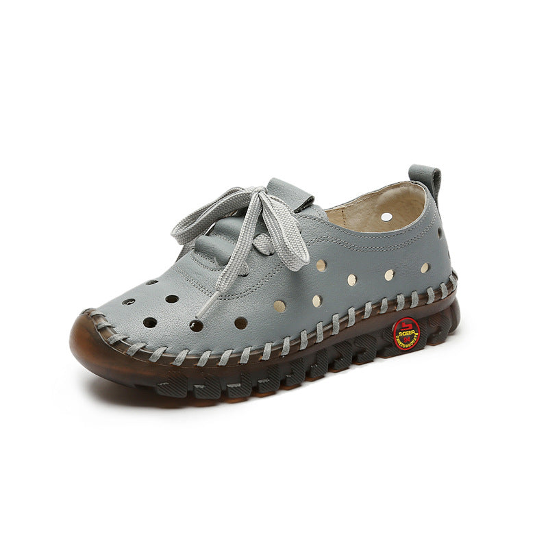 Women's Hole Genuine Comfortable Soft Soled Flats Women's Casual Shoes