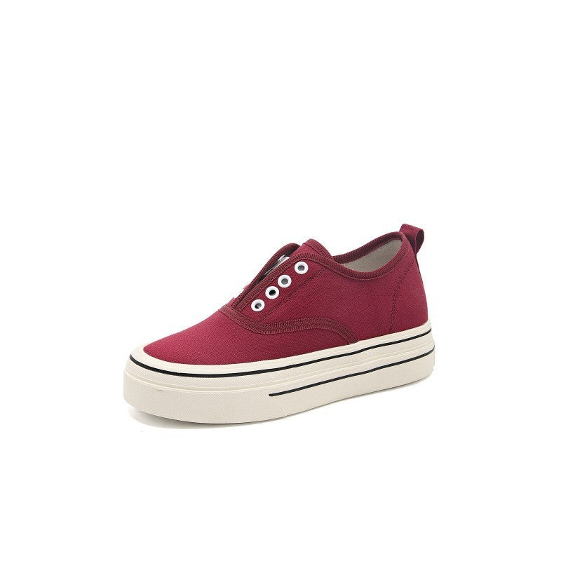 Women's Spring Breathable Thick Bottom Soft Without Shoelaces Women's Canvas Shoes