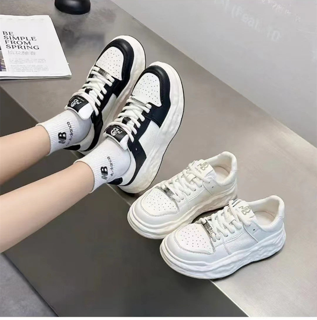 Women's Black White Panda Height Increasing Board Sneakers