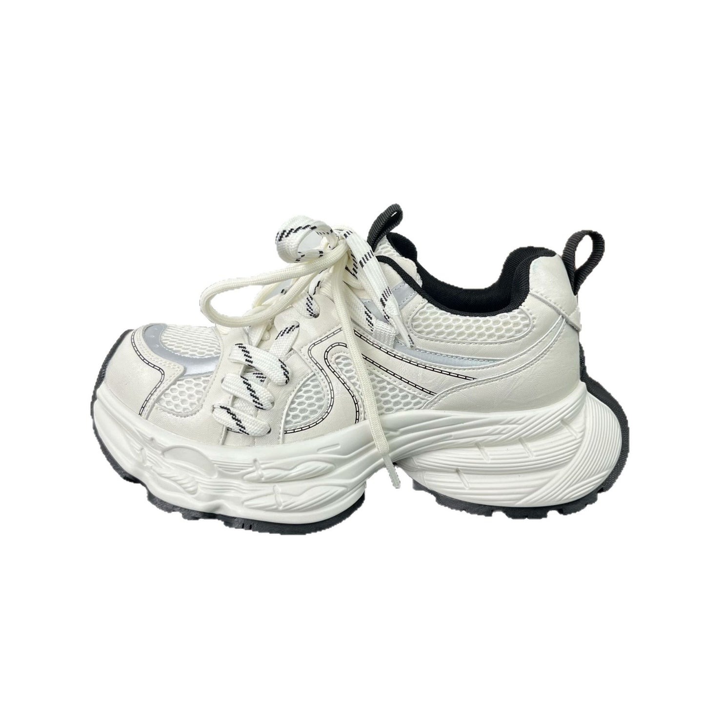Women's Early Spring Thick Bottom Heightened Daddy Breathable Mesh Women's Sports Shoes