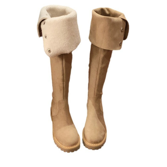Women's Size Height Increasing Insole Riding Thick Snow Boots