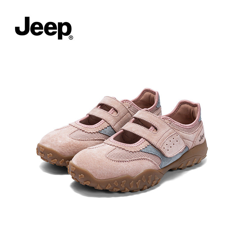 Women's Jeep Velcro Mary Jane Autumn Breathable Mesh Versatile Retro Women's Fashion Shoes