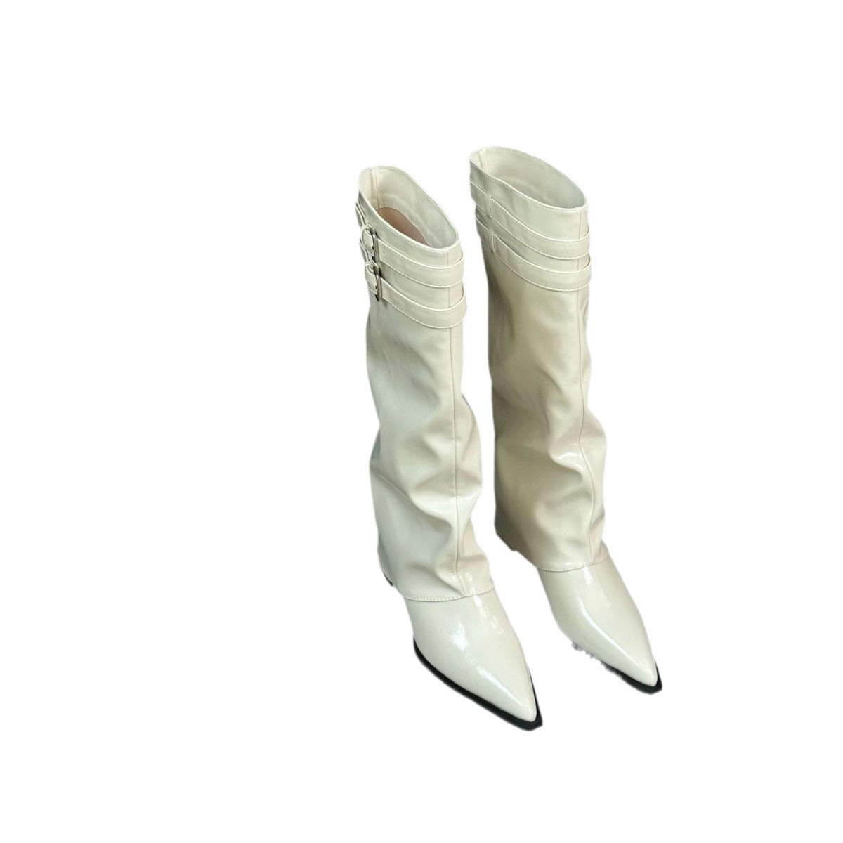 Style Fashionable Pantyhose Pointed Toe Thin Mid Below The Knee Boots