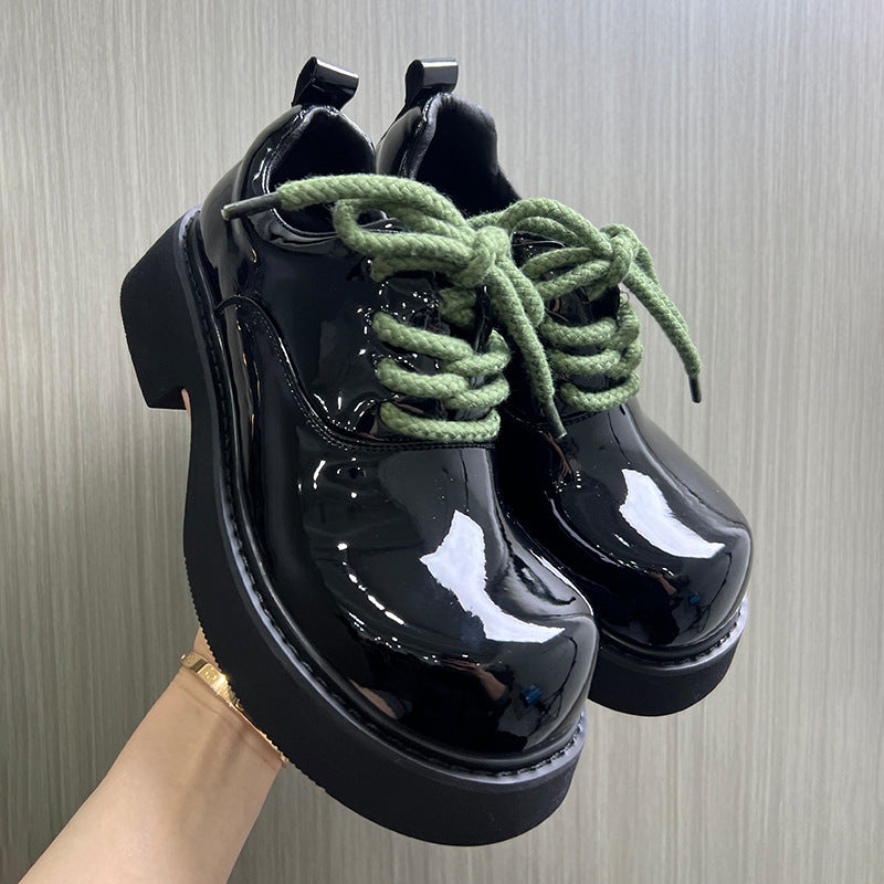 Men's Head Winter Leisure Light People Thick-soled British Style Round Men's Casual Leather Shoes