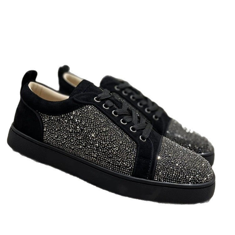 Men's Red Sole Board Sequined Rivet Trendy Versatile Women's Casual Shoes