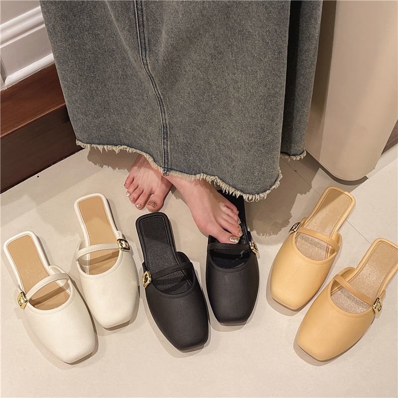 Women's Closed Toe Half Outer Wear Shallow Mouth Soft Muller Sandals