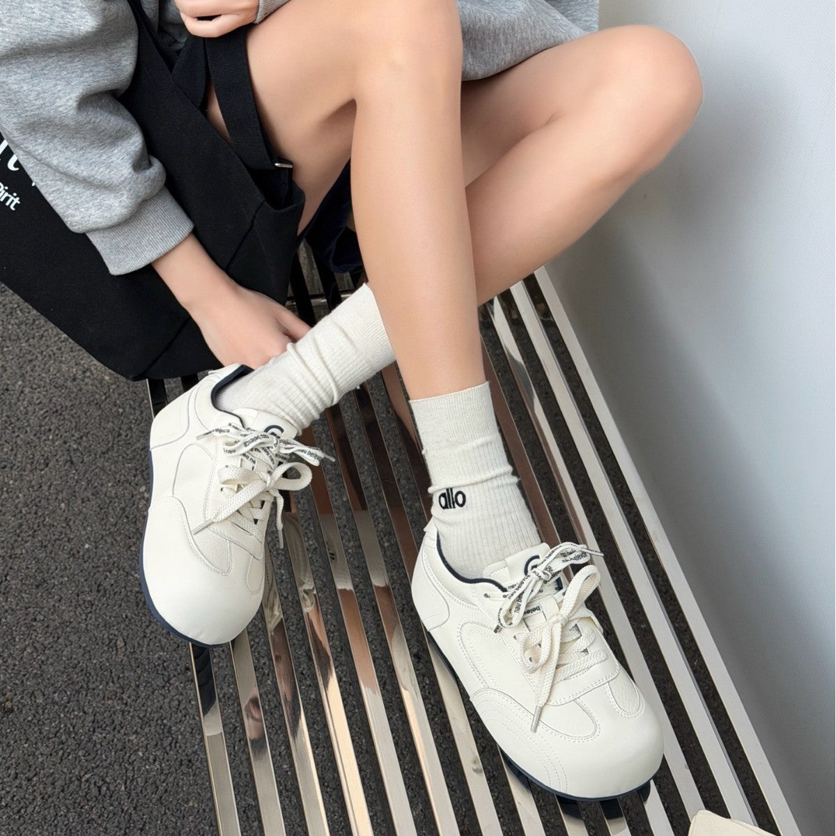 Women's Platform White Simple Height Increasing Insole German Training Casual Shoes