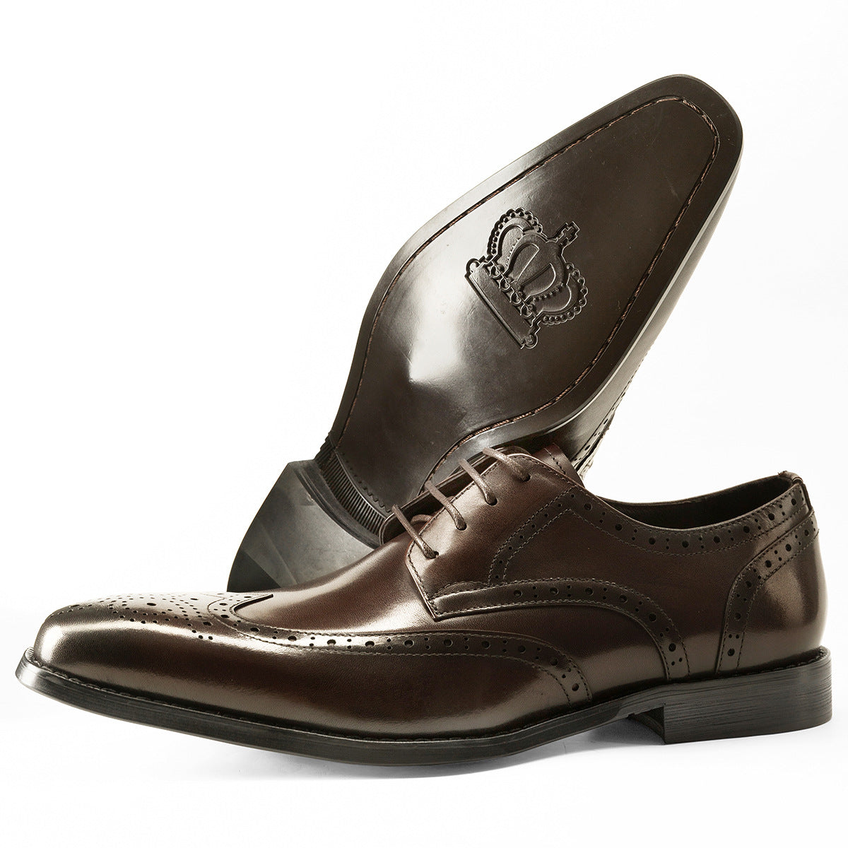 Men's Business Formal Wear Brogue Derby Cowhide Men's Shoes