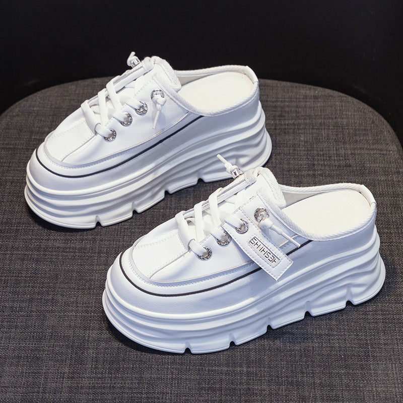 Women's Height Increasing Insole Toe Cap Semi Slippers
