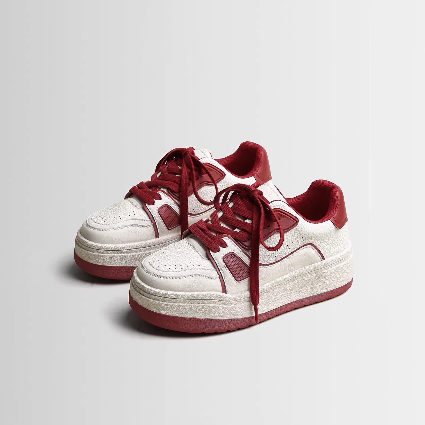Women's White Spring Small Thick Bottom Height Increasing Women's Board Shoes