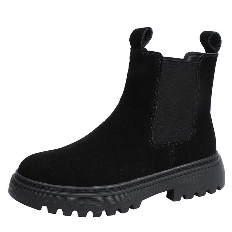Women's Price Ding British Style Frosted Mid Flat Short Pedal Boots