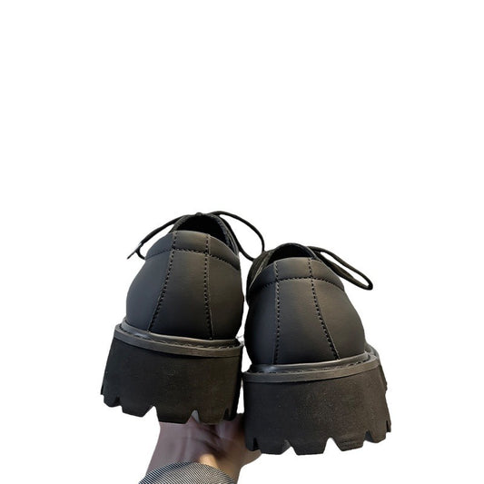 Men's Derby Black Matte Big Head Platform Men's Shoes
