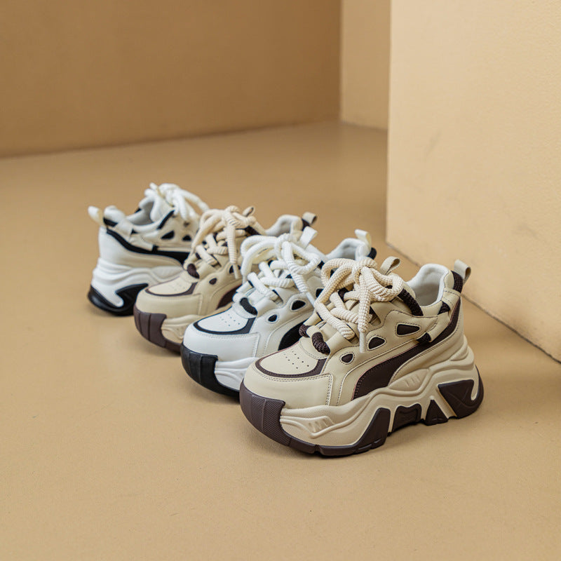 Women's Bottom Heightened Daddy Color Matching Small Fleece-lined Men's Shoes