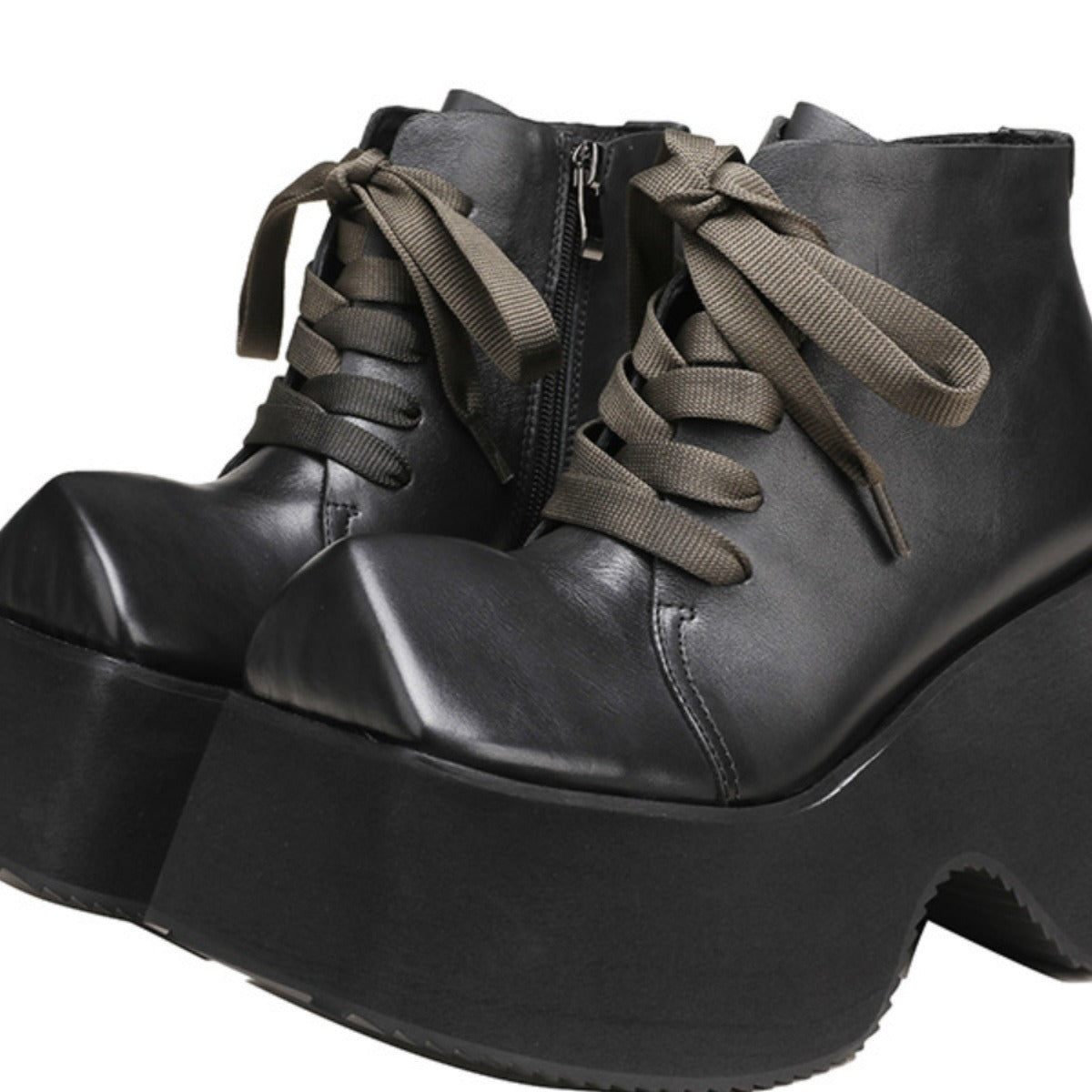 Platform Square Head Muffin Bottom Small Boots