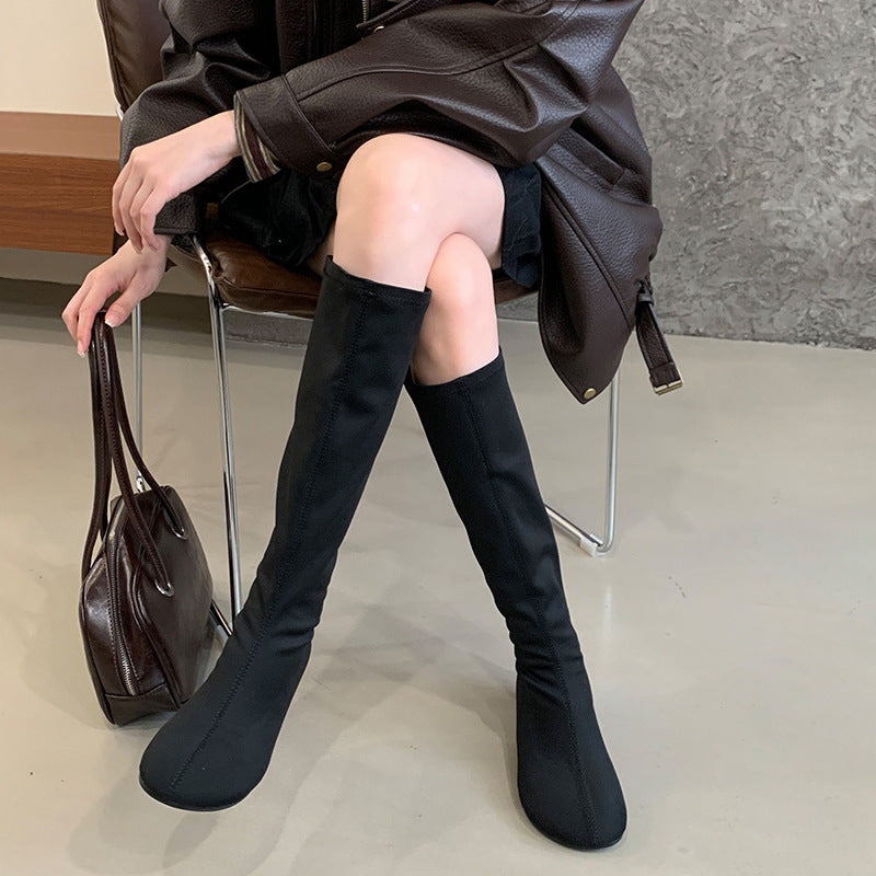 Retro Minority Design Long Mango Toe Women's Leather Boots
