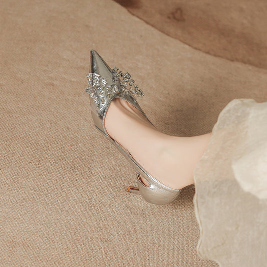 Women's & Men's Beautiful Fashion Pointed Toe Stiletto Matching Skirt Women's Shoes