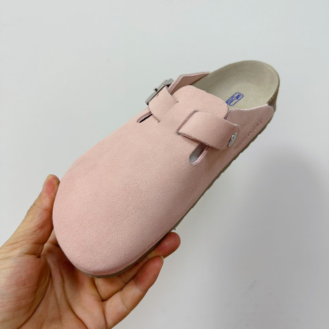 Women's & Men's Regular Pattern Couple Flat Toe Box Genuine Bo Cork Foot Slippers