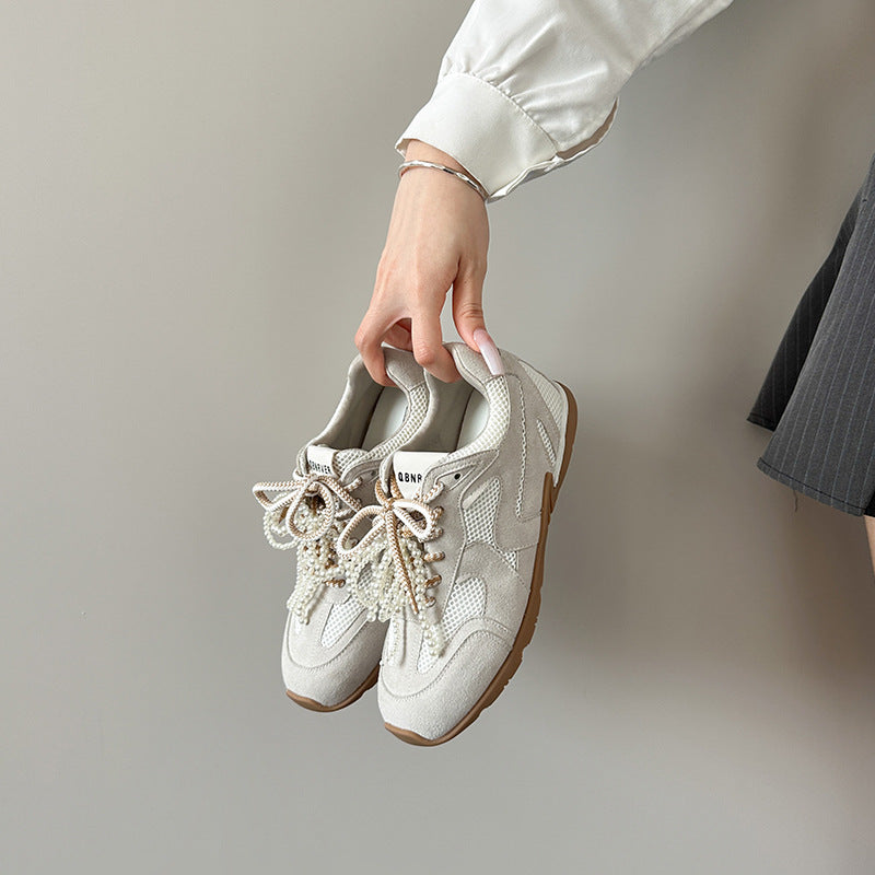 Women's Mom Height Increasing Insole Pearl Ballet Style Training Genuine Large Women's Sports Shoes