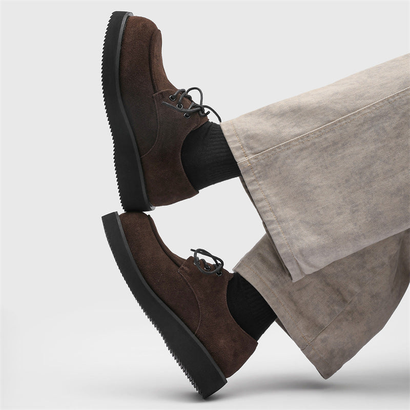 Platform Commuter Height Increasing Trendy Big Toe Derby Leather Shoes
