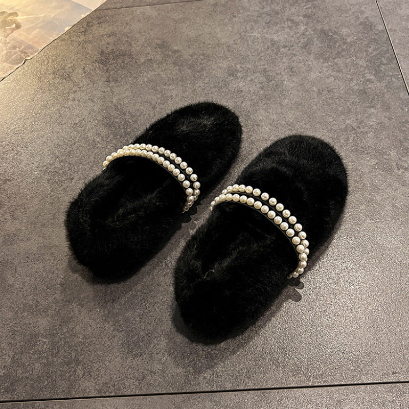 Fluffy Winter Slip-on Female Fleece-lined Cotton Casual Shoes