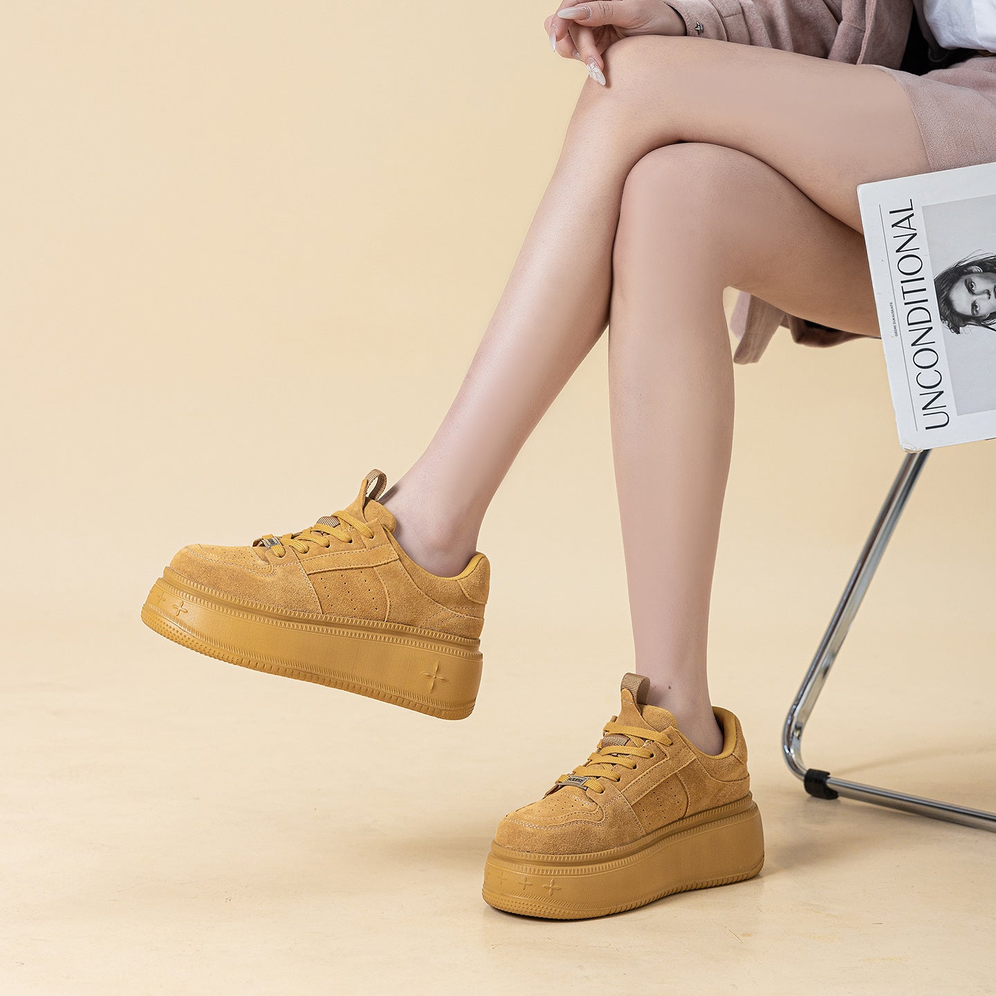 Women's Platform Board Spring Height Increased Lightweight White Women's Casual Shoes