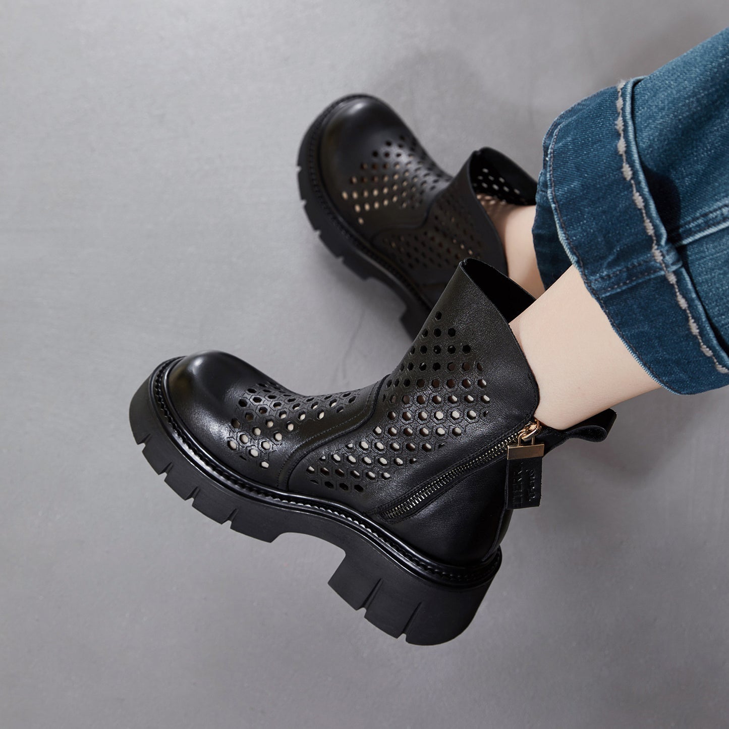Women's Authentic Hollow Out Martin Booties Height Heels