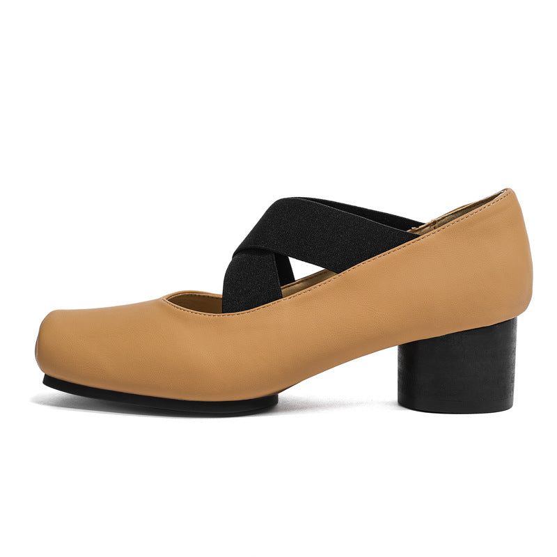 High Comfortable Soft Bottom Low-cut Cross Heels