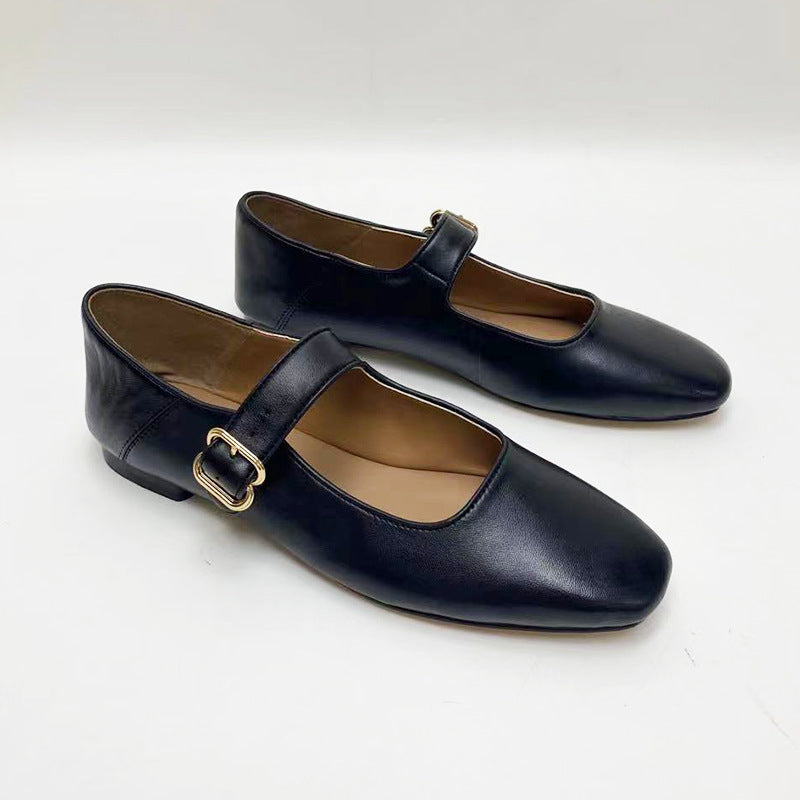 Women's Jane Flat Pumps Comfortable Square Head Women's Casual Shoes