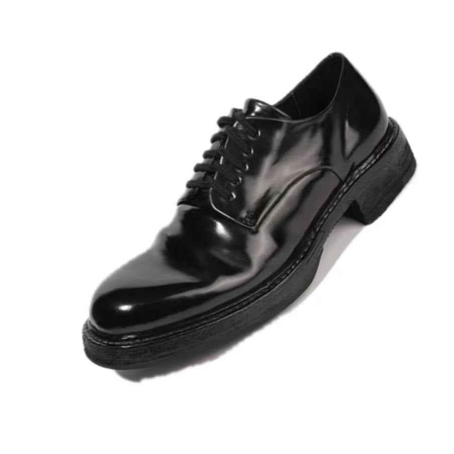 Genuine Washed Big Head Derby Vintage Leather Shoes