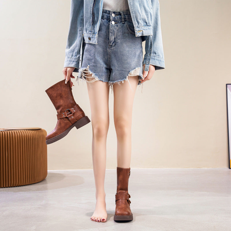 Women's Belt Buckle Martin British Style Retro Boots