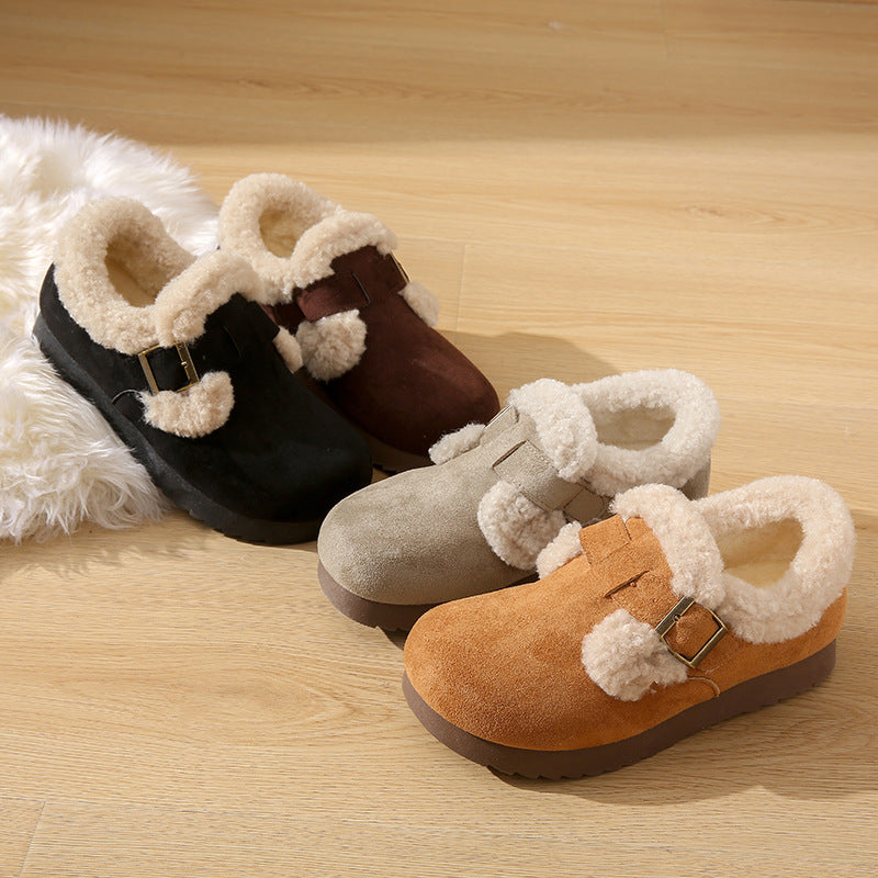 Fleece-lined Korean Style Schoolgirl Warm Keeping Casual Shoes