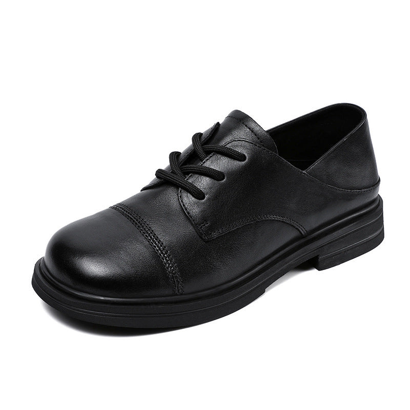 Women's Beautiful Natural Color Authentic Spring British Light Leather Shoes