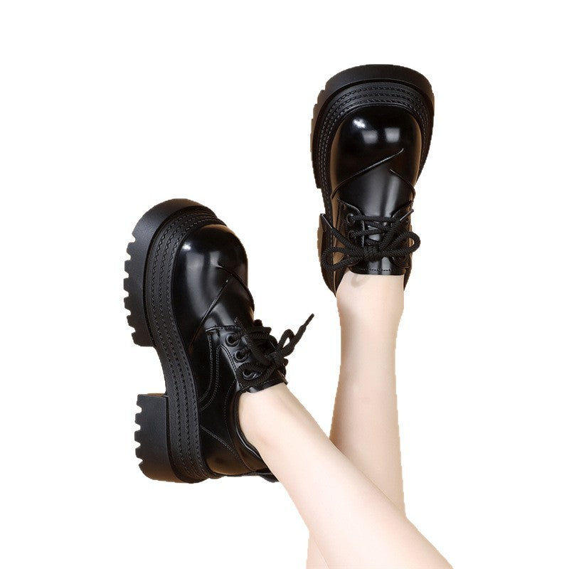 Women's Platform Spring Western Style Retro Lace Up Leather Shoes