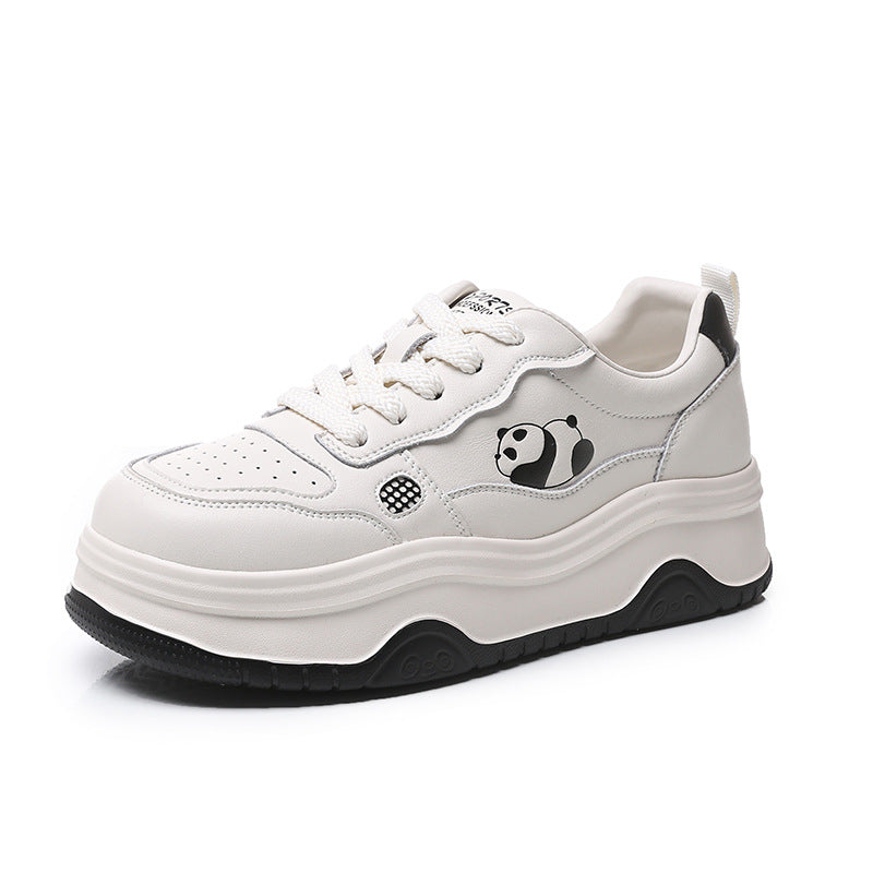 Women's White Spring Genuine Black Panda Platform Women's Casual Shoes