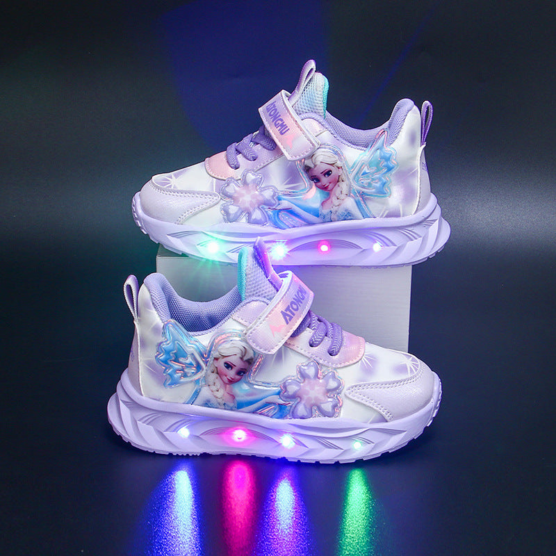 With Lights Princess Elsa Breathable Fleece Kid's Sneakers