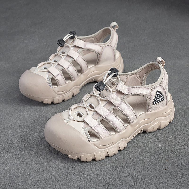 Women's Rub Colored First Layer Cowhide Comfortable Stylish Sandals