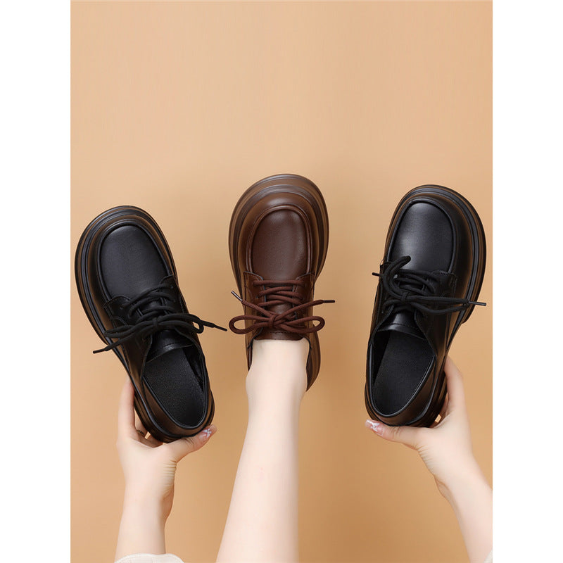 Women's Brown Retro Spring Thick-soled Two-way Thin Small Women's Fashion Shoes