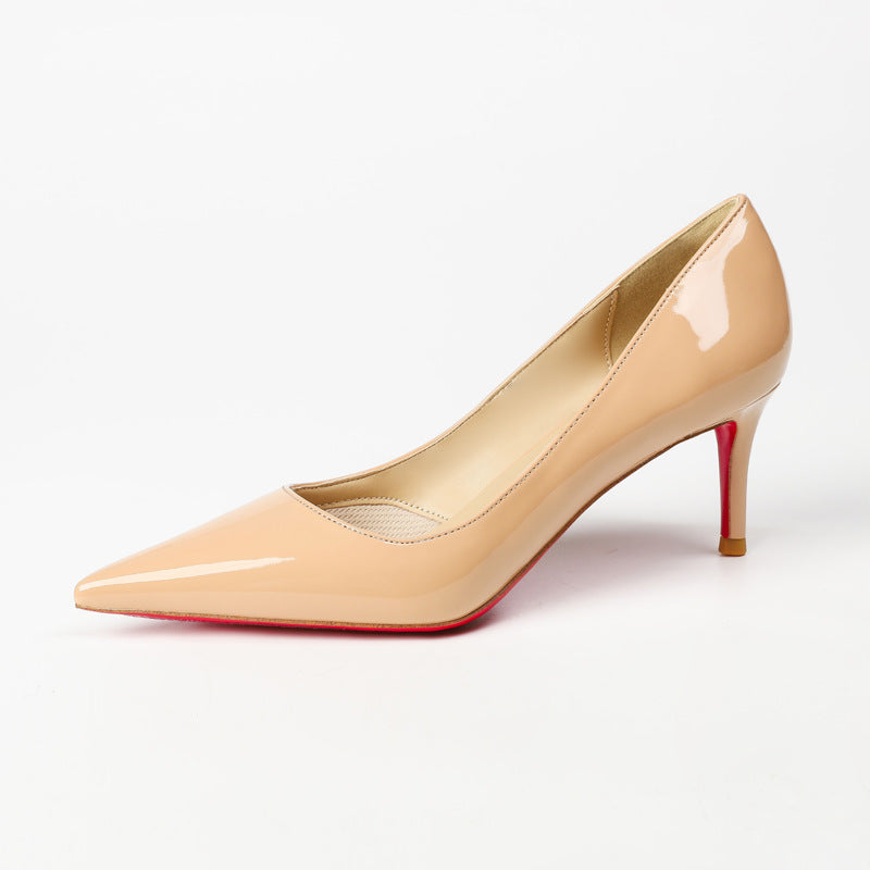 Women's Built-in Toe Protection Air Cotton Nude Pointed High Low-cut Stiletto Women's Fashion Shoes