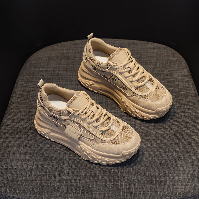 Women's Autumn French Round Head Thick Bottom Height Increasing Fashion Sports Women's Casual Shoes