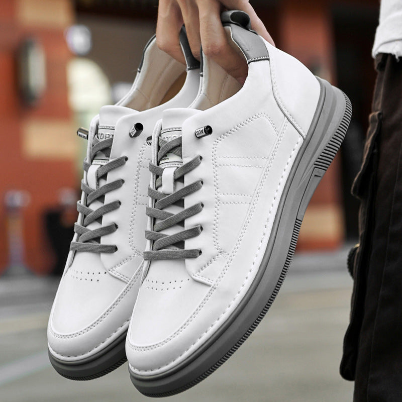 Men's Height Increasing Platform Sports Spring Cowhide Men's Board Shoes