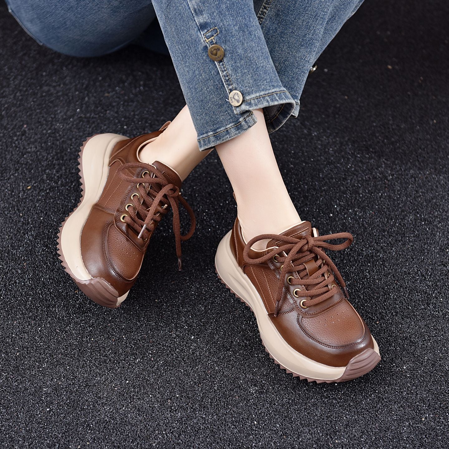 Women's Thick Bottom Retro Daddy Genuine Sports For Comfortable Casual Shoes