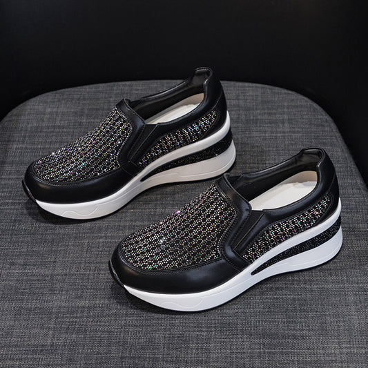 Rhinestone Wedge Female Platform Pumps Lightweight Casual Shoes