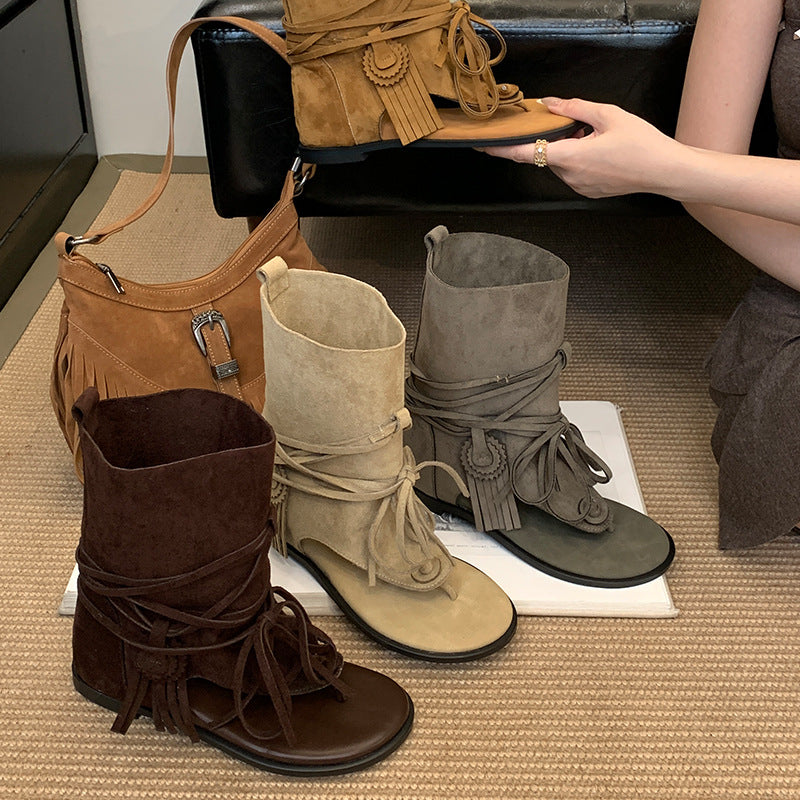 Women's Summer Flip-flops Bottom Short Open Toe French Boots