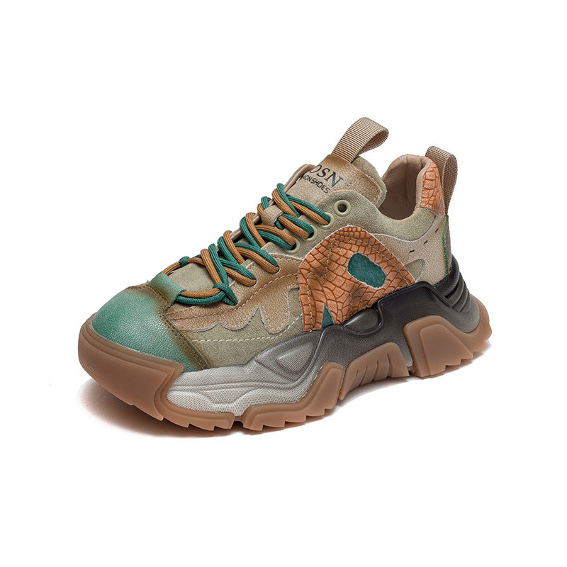 Women's & Men's Shu First Layer Cowhide Retro Style Sneakers