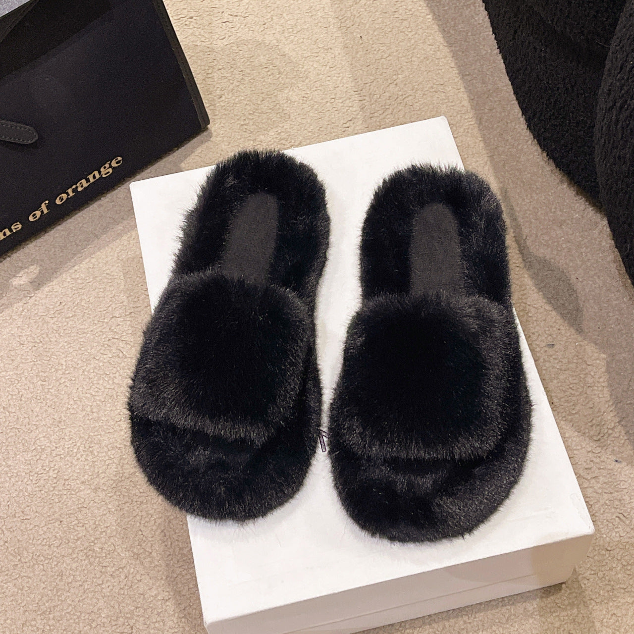 Women's Fluffy Outer Wear Korean Fashion Home Sandals