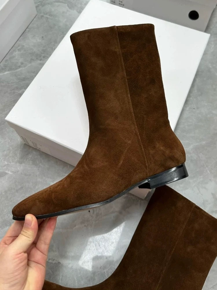 Women's Version Retro Simple Low Sleeve Skinny For Women's Leather Boots